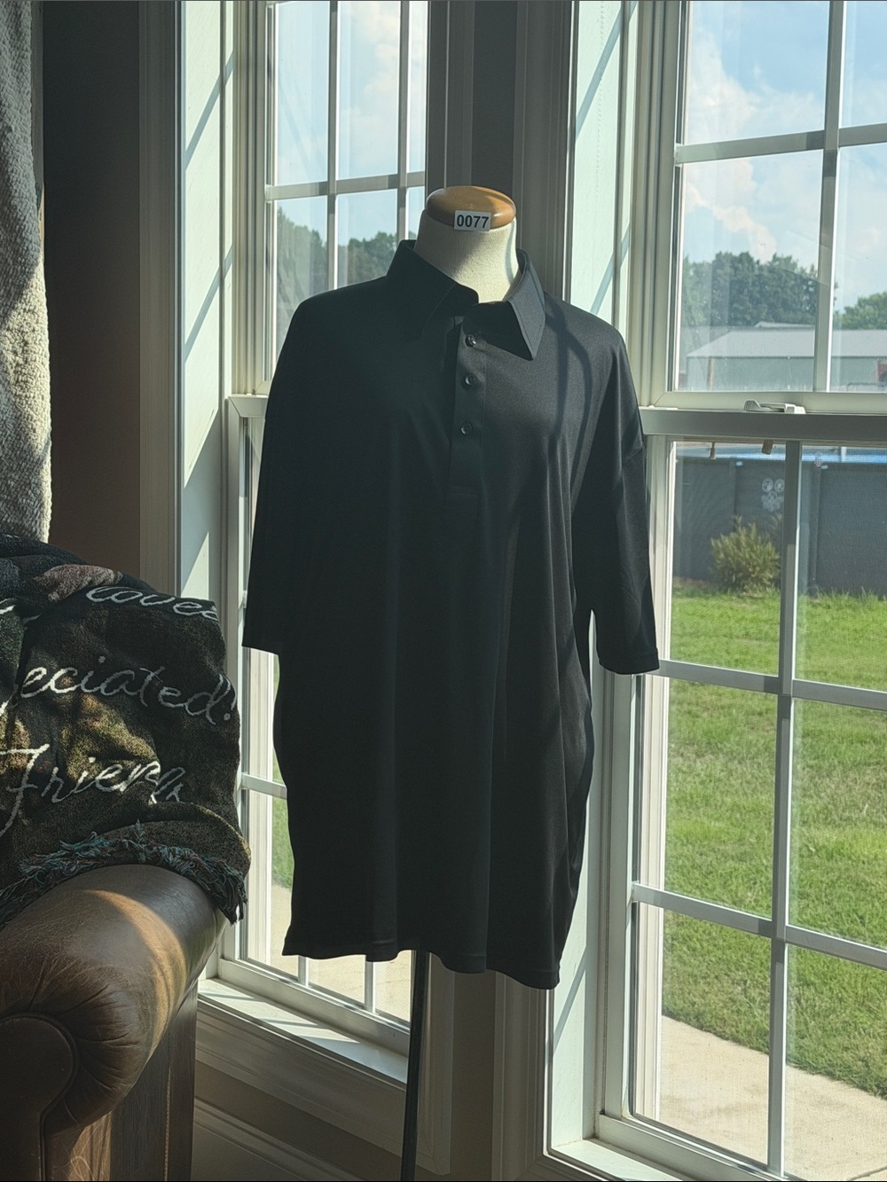 Collars and Co Dress Collar Black Performance Polo Shirt with Breathable Fabric